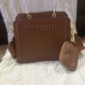 Steve Madden Brown Crossbody Bag with Gold Accents